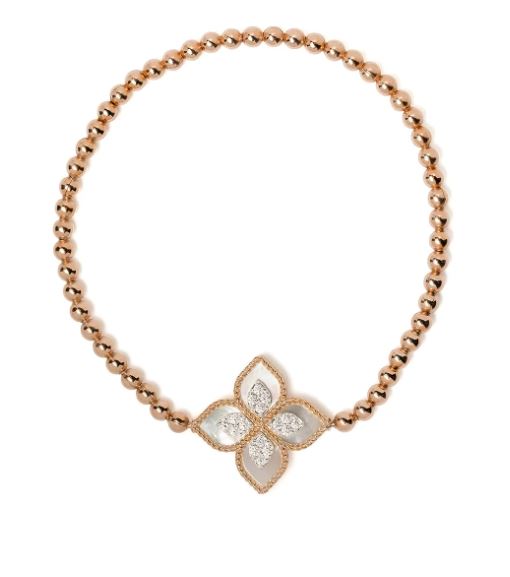 18kt rose gold mother of pearl Princess Flower diamond bracelet