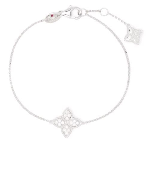 18kt white gold Princess Flower diamond bracelet
