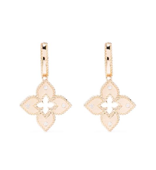 aretes Princesa veneciana en oro rosa de 18kt con diamantes 