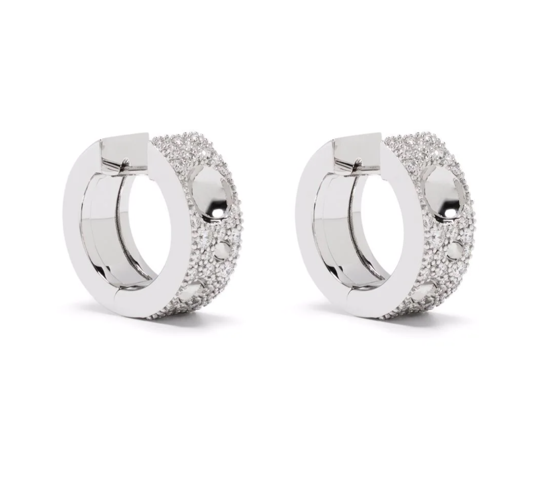 pendientes en oro blanco de 18kt con diamantes y rubíes